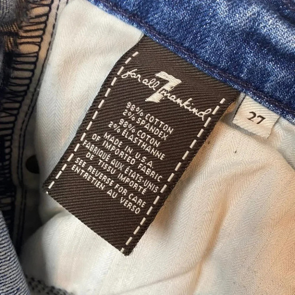 7 for all Mankind The Skinny Distressed Blue Jeans  27 - Picture 9 of 12
